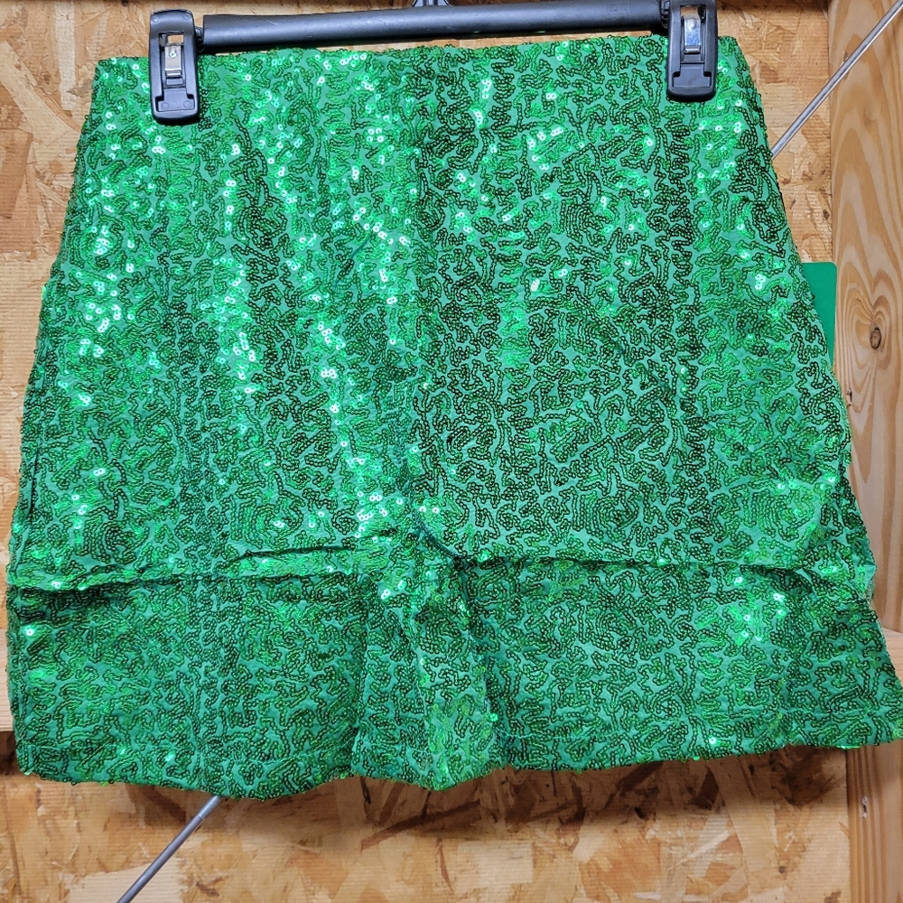 Tipsy Elves NWT Green‎ Sequin Mini Skirt Womans Sizes Small & 1X